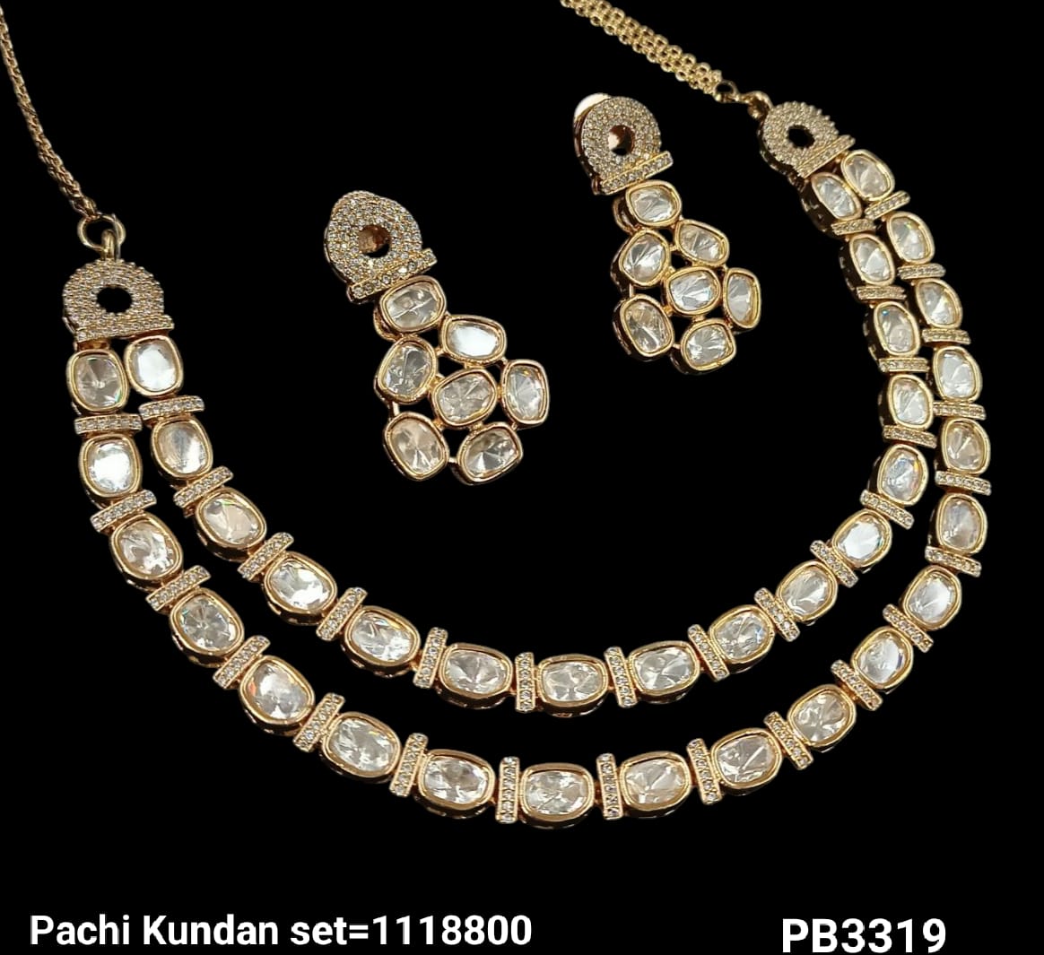 Elegant Pachi Kundan Necklace Set with Earrings – Traditional Indian Jewelry